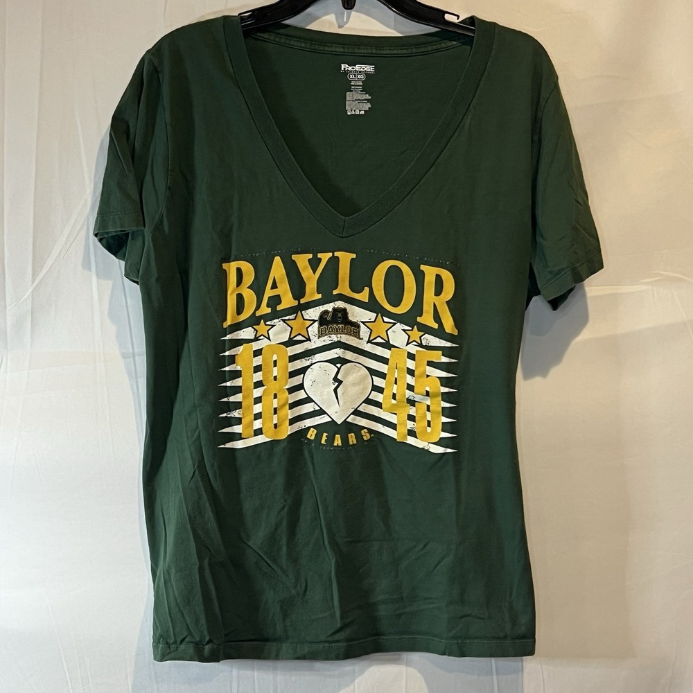 Baylor Bears NCAA Womens Shirt Size X-Large Sic 'Em Bears Green‎ V Neck ProEdge